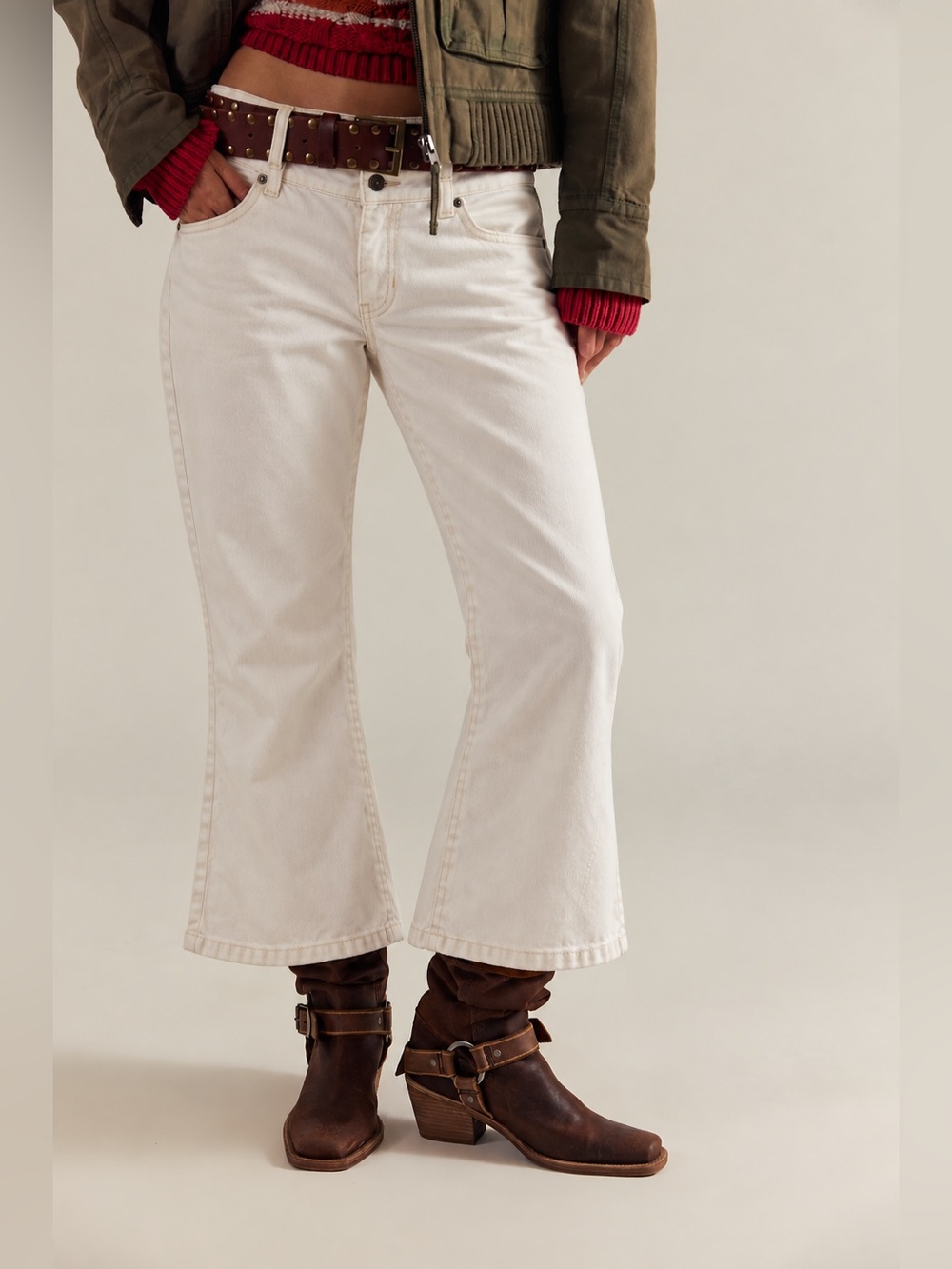Apt. 9 White Cropped Flare Jeans Plus Size Soft Stretch Denim Coastal Chic 20W